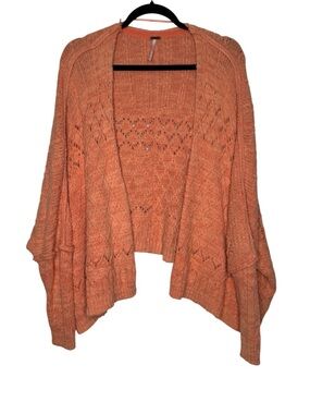 Free People orange knit crop cardigan 
oversized fit boho whimsical y2k fairy